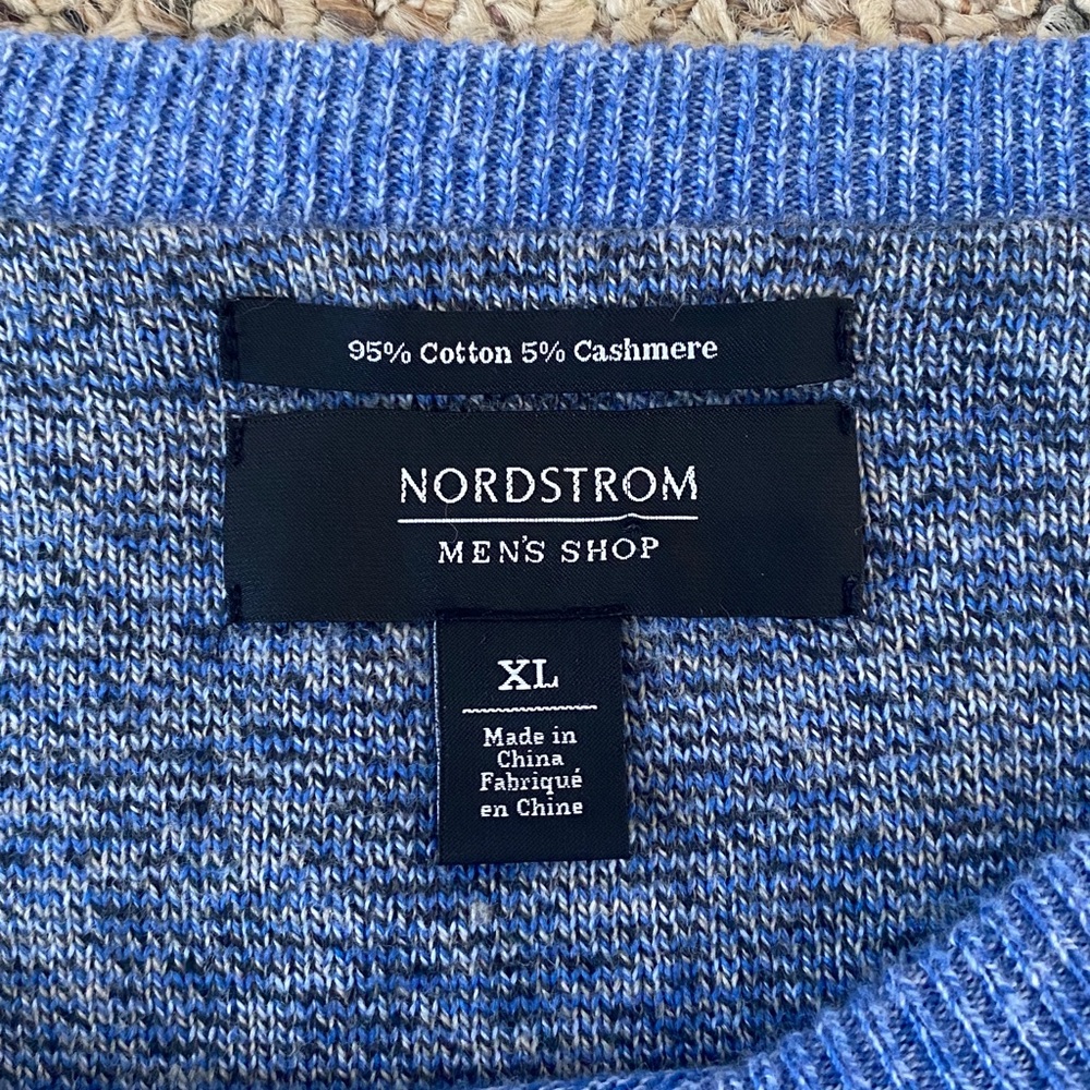 Nordstrom Men’s Heather Blue Crew Neck Sweater Dadcore - Picture 3 of 5